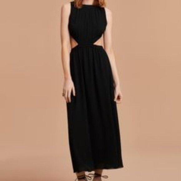 Aritzia Wilfred Pascale Open Back Tie Maxi Dress Black Size Medium - Picture 3 of 8